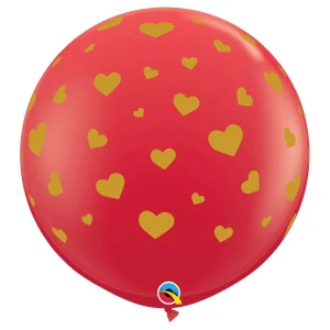 3 ft (90 cm) Qualatex Random Hearts latex ballonnen