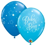 11 Inch (28 cm) Qualatex Baby Boy Stars ballonnen