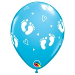11 Inch (28 cm) Qualatex Baby Footprints & Hearts ballonnen