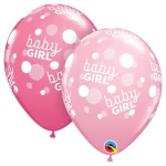 11 Inch (28 cm) Qualatex Baby Girl Pink Dots ballonnen