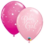 11 Inch (28 cm) Qualatex Baby Girl Stars ballonnen