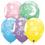 11 Inch (28 cm) Qualatex Baby Shower Moon & Stars ballonnen