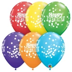 11 Inch (28 cm) Qualatex Birthday Confetti Dots ballonnen