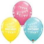 11 Inch (28 cm) Qualatex Birthday Pennants & Dots ballonnen