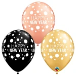 11 Inch (28 cm) Qualatex Happy New Year Dots ballonnen