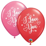 11 Inch (28 cm) Qualatex I Love You Hearts Script ballonnen