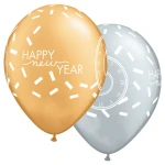11 Inch (28 cm) Qualatex New Year Confetti Countdown ballonnen