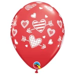 11 Inch (28 cm) Qualatex Patterned Hearts & Arrows ballonnen