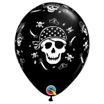 11 Inch (28 cm) Qualatex Pirate Skull & Cross Bones ballonnen