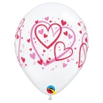 11 Inch (28 cm) Qualatex Red & Pink Pattern Hearts ballonnen