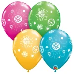 11 Inch (28 cm) Qualatex Scribble Circles & Flowers ballonnen