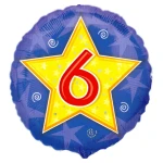 18 Inch (44 cm) Anagram 6 Stars And Swirls folie ballon