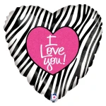 18 Inch (46 cm) Betallic I Love Zebra folie ballon