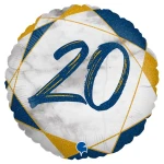 18 Inch (46 cm) Grabo Marble Mate 20 Blue Gold folie ballon