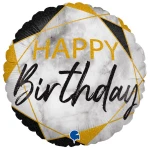 18 Inch (46 cm) Grabo Marble Mate Happy Birthday Black folie ballon