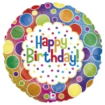 18 Inch (46 cm) Grabo Rainbow Dots Birthday folie ballon