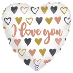 18 Inch (46 cm) Grabo Rose Gold Heart Love You folie ballon