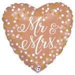 18 Inch (46 cm) Grabo Rose Gold Mr & Mrs folie ballon