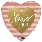 18 Inch (46 cm) Grabo Rose Gold Stripe I Love You folie ballon