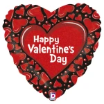 18 Inch (46 cm) Grabo Valentine Black/Red Hearts folie ballon