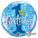 18 Inch (46 cm) Qualatex 1st Birthday Blue Stars folie ballon