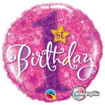 18 Inch (46 cm) Qualatex 1st Birthday Pink Stars folie ballon
