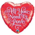 18 Inch (46 cm) Qualatex All You Need Is Love Red folie ballon