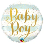 18 Inch (46 cm) Qualatex Baby Boy Blue Stripes folie ballon