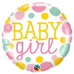 18 Inch (46 cm) Qualatex Baby Girl Dots folie ballon