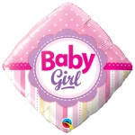 18 Inch (46 cm) Qualatex Baby Girl Dots & Stripes folie ballon