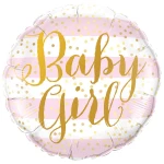 18 Inch (46 cm) Qualatex Baby Girl Pink Stripes folie ballon