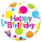 18 Inch (46 cm) Qualatex Birthday Big Polka Dots folie ballon