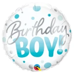 18 Inch (46 cm) Qualatex Birthday Boy Blue Dots folie ballon