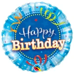 18 Inch (46 cm) Qualatex Birthday Bright Blue folie ballon