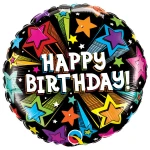 18 Inch (46 cm) Qualatex Birthday Colorful Shooting Stars folie ballon