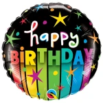18 Inch (46 cm) Qualatex Birthday Colorful Stripes folie ballon