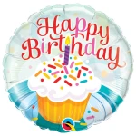 18 Inch (46 cm) Qualatex Birthday Cupcake & Sprinkles folie ballon