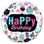 18 Inch (46 cm) Qualatex Birthday Cupcakes Emblem folie ballon