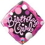 18 Inch (46 cm) Qualatex Birthday Girl Pink & Black folie ballon