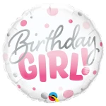18 Inch (46 cm) Qualatex Birthday Girl Pink Dots folie ballon