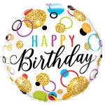 18 Inch (46 cm) Qualatex Birthday Glitter Dots folie ballon