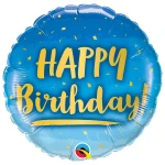 18 Inch (46 cm) Qualatex Birthday Gold & Blue folie ballon