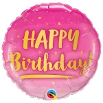 18 Inch (46 cm) Qualatex Birthday Gold & Pink folie ballon