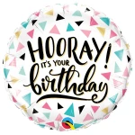 18 Inch (46 cm) Qualatex Birthday Hooray folie ballon