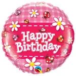 18 Inch (46 cm) Qualatex Birthday Ladybugs & Daisies folie ballon