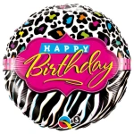 18 Inch (46 cm) Qualatex Birthday Leopard Zebra Patterns folie ballon