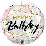 18 Inch (46 cm) Qualatex Birthday Marble Rectangles folie ballon