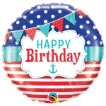 18 Inch (46 cm) Qualatex Birthday Nautical & Pennants folie ballon