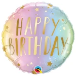 18 Inch (46 cm) Qualatex Birthday Pastel Ombre & Stars folie ballon