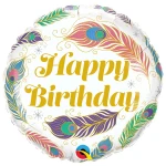 18 Inch (46 cm) Qualatex Birthday Peacock Feathers folie ballon